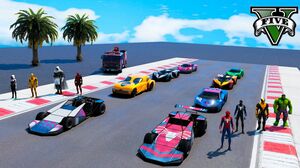 Buggy track challenge Black-Spiderman Spider-Gwen Hulk Wolverine Hot Wheels cars GTA 5 Mods