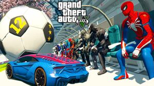 Football Challenge Spider-Cars and Superheroes Spiderman Harley Quinn from GTA V