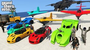 GTA V Hard Track with Trevor, Funny Chimp, ,Michael, Franklin & Spiderman By Jet Cars & Jet Planes