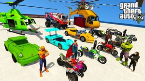 GTA V Hard Ramps & Stunts with Funy Chimp, Spiderman, Hulk & Super Heroes By Bikes and Amazing Cars
