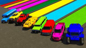 طلاء السيارات والشاحنات في مسبح الألوان|Painting amazing cars in colors pool
