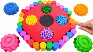Satisfying Asmr l How To Make Rainbow Hexagon & Beads With Kinetic Sand Cutting ASMR #295