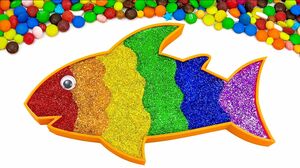 Satisfying Video l DIY How To Make Rainbow Fish Shark with Slime Glitter Cutting ASMR #232 Bon Bon