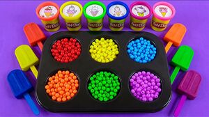 Satisfying Video l Playdoh Rainbow Ice Cream with Beads & Color Tray Circle ASMR #216 Bon Bon