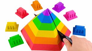 Satisfying Asmr l How To Make Rainbow Pyramid With Kinetic Sand Cutting ASMR #221 Bon Bon