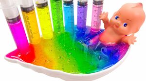 Satisfying Asmr l Colors Mixing All My Slime Smoothie in Rainbow Bathtub Cutting ASMR #147 Bon Bon