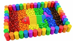 Satisfying Video l How To Make Kinetic Sand Pool Fish With M&M Candy Cutting ASMR #174 Bon Bon