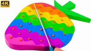 Satisfying Asmr l How To Make Colors Rainbow Strawberry with Kinetic Sand Cutting ASMR #153 Bon Bon
