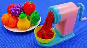 Satisfying Video l How To Make Playdoh Rainbow Noodles With Fruits ASMR #64 Bon Bon