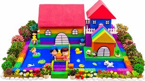 DIY Miniature House #47 - Build Rainbow Castle For Family from Kinetic Sand & Slime