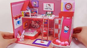 DIY Miniature Cardboard House ❤️ Build Beautiful Hello Kitty House with Bedroom & Slide Crafts #6