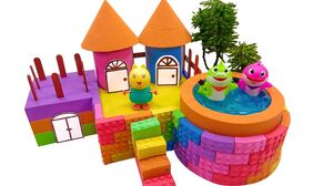 DIY Miniature Kinetic Sand House #2 - Build Castle Garden has Swimming Pool with Kinetic Sand