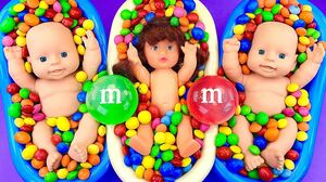 Oddly Satisfying Video l 3 Glitter Bathtub Full of Mixing Skittles Candy & Slime Balls Cutting ASMR