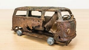 Restoration abandoned VW Hippie Van 1960s