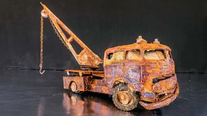 Restoration Abandoned Rusty Mercedes crane truck model