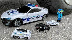 Crushing Crunchy & Soft Things by Car! Experiment Car vs Police Car, Policeman, Emergency Cars Toys