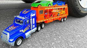Crushing Crunchy & Soft Things by Car! Experiment Car vs Truck & Trailer with Plastic Color Cars Toy
