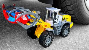 Crushing Crunchy & Soft Things by Car! Experiment Car vs Bulldozer Tractor Spiderman Superhero Toys