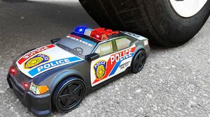 Crushing Crunchy & Soft Things by Car! EXPERIMENT: Car vs Police Car Toy with Siren & Flasher