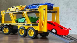 Video About Plastic Toy Cars Being Carried By Transportation Vehicles Truck and Trailer
