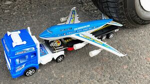 Crushing Crunchy & Soft Things by Car! Experiment Car vs Truck & Trailer with Plane Toys