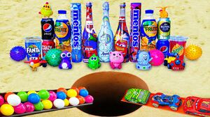Satisfying Video l Different Children's Champagne, Cars, Toys and Mentos in The Big Underground Hole
