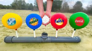 EXPERIMENT : Fanta, Coca Cola, Sprite, , Mirinda, vs Mentos In Big Balls
