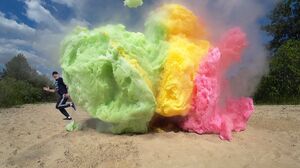 Experiment Three Colours Devil's Toothpaste explosion - Giant Coca Cola, Fanta, Sprite and Mentos
