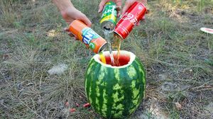Watermelon!! Elephant Toothpaste Experiment!! - Coca Cola, Fanta, Sprite and Mentos