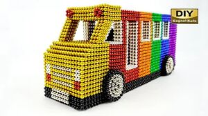 DIY - How To Make School Bus from Magnetic Balls (Satisfying) ASMR 4K [DIY Magnet Balls]