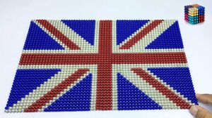 DIY-How to build a British flag with a magnetic ball （satisfactory ） | Magnetic Boy 4K