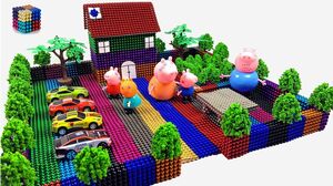 Peppa Pig Toy DIY How To Make  Rainbow House with 19866 Magnetic Balls( ASMR )|Magnetic Boy