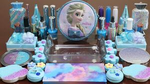 Mixing"Frozen" Eyeshadow and Makeup,parts,glitter Into Slime!Satisfying Slime Video!★ASMR★