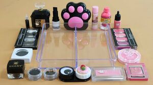 TWO Color Series Black VS Pink Mixing Makeup and parts,glitter Into Clear Slime! "blackpinkslime".
