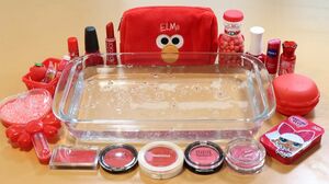 "RED" Mixing "RED" EYESHADOW and glitter Into Clear Slime! "RED SLIME"