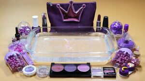"PURPLE" Mixing "PURPLE" EYESHADOW,Makeup,Parts and glitter Into Clear Slime! "PURPLE SLIME"