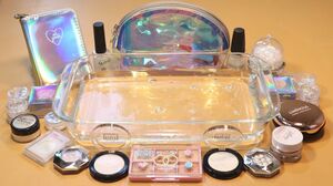 Mixing "Hologram" Makeup,clay,slime,glitter... Into Clear Slime! "Hologramslime"