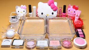 Theme Series #7"Hello Kitty"Mixing EYESHADOW And glitter Into Clear Slime! "HelloKittySilme"