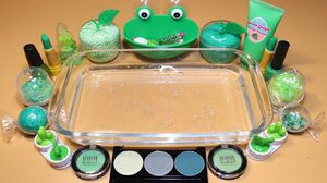 Color Series Season4 Mixing "Green"Makeup,Parts,glitter Into Clear Slime! "Green Holic"