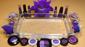 Mixing "Dark Purple" Makeup,Parts,clay,glitter... Into Clear Slime! "Dark Purple Slime"