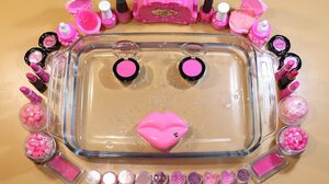 Special Pink Party  Mixing"PINK"Makeup,Parts,glitter Into Clear Slime! "PINK PARTY"