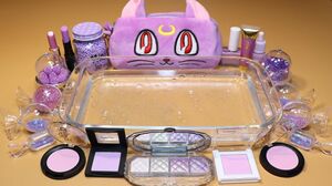 Color Series Season4 Mixing "Lavender"Makeup,Parts,glitter Into Clear Slime! "Lavender slime"