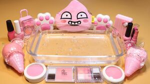 Mixing "Bright Pink"Makeup,Parts,glitter Into Clear Slime! "Bright Pink slime"