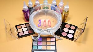 Mixing Eyeshadow,Glitter Into Clear Slime!! Thank you for 300subscribe!!!