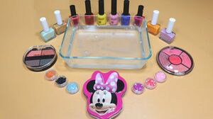 Mixing Makeup Into Clear Slime With Nail polish and makeup hidden in Mickey Mouse.!!