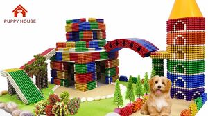 Magnetic Ball - DIY How To Build Amazing Puppy Dog House From 22.000 Magnetic Balls - Surprise Balls