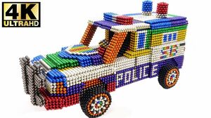 Magnetic Ball - DIY How To Make Color Police Car With Magnetic Balls (Satisfying) 