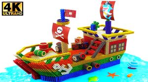 DIY How To Make Easy Pirate Ship With Magnetic Balls (Magnet Satisfaction)