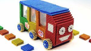 DIY How To Make Rainbow Bus From Magnetic Balls | Wheel On The Bus Song| Surprise Balls