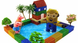 DIY How To Make House Side Lake With Giant Minion & Peppa Pig From Magnetic Balls | Surpeise Balls